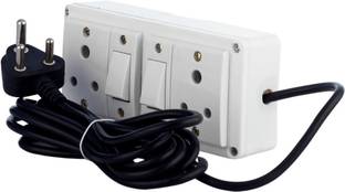 JELECTRICALS White Heavy Duty Extension Board With Copper Wire | 6AMP 3 PIN & Anchor Switch 2  Socket Extension Boards