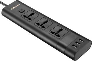 Portronics Power Plate II three 5A Electrical Universal Sockets and 3 USB Ports 4  Socket Extension Boards