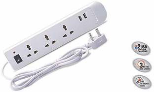 BAJAJ 3 WAY SPIKE GUARD 3 SOCKET & 2 USB 5  Socket Extension Boards