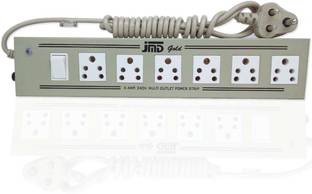 jmD Gold Extension Board Multi-Purpose Power Strip Cord 6 Plus 1, 6 AMP with Long Wire 6  Socket Extension Boards