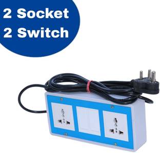 KHOPALA 2 Socket 2 Switch universal Board with 3 Yard wire 2  Socket Extension Boards