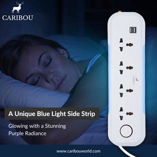 CARIBOU CBU-01 12W Extension Board|2 USB|10A|4 Sockets|Night Lamp|2M ISI Cord 4  Socket Extension Boards