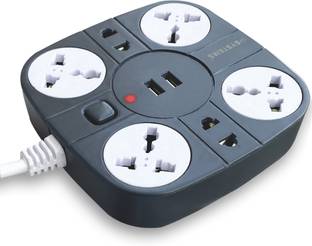एसिस्टम्स Extension Cord, 10 Amp (2 USB port) (2 meter cord) Multi Plug 6 सॉकेट सर्ज रक्षक
