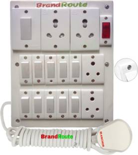 BrandRoute Anchr 10 Switches Power Board Component Fitted Heavy Duty And Wire 16 Amp Plug. 4  Socket Extension Boards