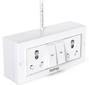 PALFREY Electric Extension Board- Two 16A switch with Socket |5 meter (2200W) (White) 2  Socket Extension Boards