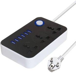 Niralasa Spike Guard with USB 3 Plug Adapter 3 AC Sockets + 6-USB Ports 3  Socket Extension Boards