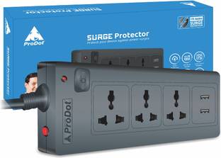 PRODOT Strip Surge Protector with Master Switch, 2 USB Port & 3  Socket Extension Boards
