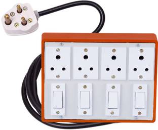 JELECTRICALS Brown (4+4) Heavy Duty Extension 4  Socket Extension Boards