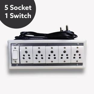 SEPBORN Extension Switch Board 5 Five Pin Socket and 1 Switch 5  Socket Extension Boards