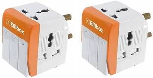 EMBox 3 Pin Plug -Universal Travel Adapter Safety Shutter LED Indicator- 5A-250V 3  Socket Extension Boards