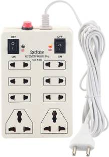 DIGWAY 8 SOCKET 2 SWITCH MINI STRIP 6 A Three Pin Socket- 2.0 M Cord Length 8  Socket Extension Boards