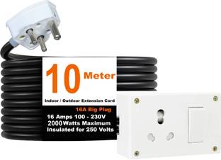 JELECTRICALS Premium Extension Board For Heavy Duty (2000W) 220 Volts With 10 Meter 1  Socket Extension Boards