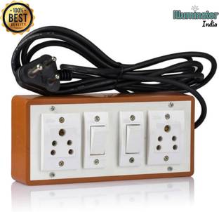 Illuminator Pack of 1 - 2+2 Extension board with 3 yard wire, 2 switch 2  Socket Extension Boards