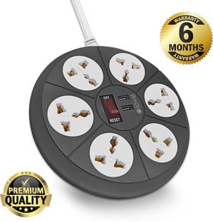ELOVE Extension Board with USB Port [Auto Reset ON/OFF Button] [2.4 Amp Fast Charging Ports] Multiple Protection Surge protector Universal Multi Plug Power Socket Extension Cord with 1.8 Meter Power Cord 6  Socket Extension Boards