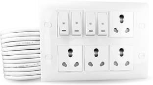 crexan 16A Heavy Duty Extension Board 4 Socket & Switch, 3000W Multi Plug Board 4  Socket Extension Boards