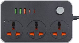jihaan 3 USB Ports, 2 Type C Port and 3 Sockets with 3 Pin Power Surge Protector Strip 3 USB Ports, 2 Type C Port and 3 Sockets with 3 Pin Power Surge Protector Strip Power Plug