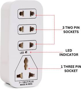 DIGWAY 4 UNIVERSAL SOCKET MULTI PLUG EXTENSION BOARD 6 A Two Pin Socket