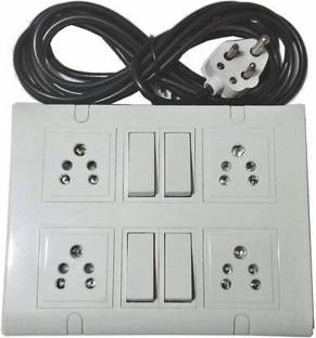 BAHUL 4 MODULAR 5 AMP SOCKET OPRATE WITHSEPRATE 4 SWITCHES WITH 4 METER LONG WIRE WITH 5 AMP PLUG 4  Socket Extension Boards