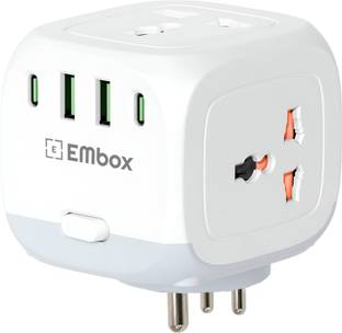 EMBox Extension Board with USB C and USB A Ports with Safety Shutter-2500W 3  Socket Extension Boards