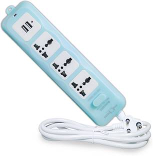 Daily Needs Shop 10A 3 -Way Multicolor Extension Board 3 USB & 3  Socket Extension Boards