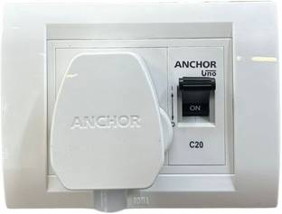ANCHOR 20C Socket With Mini MCB Modular Box For AC, Heater, Power Machine 1  Socket Extension Boards