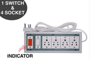 KHOPALA 4 Socket 1 Switch Board with 3 Yard wire 4 Socket Extension Board & Indicator 4  Socket Extension Boards