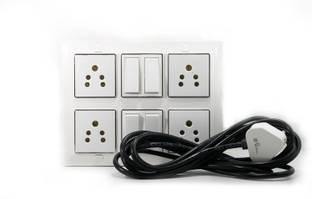 SSE Modular Extension Board With Four Socket and Four Switch With 8 Meter Wire 4  Socket Extension Boards