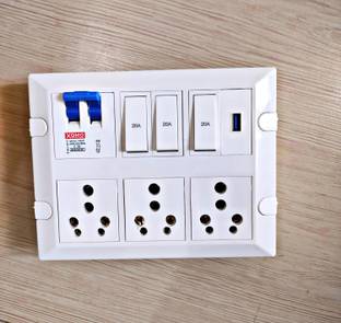 AJ ELECTRICALS 3 socket 1 usb charger 1 MCB 32 ampere 3  Socket Extension Boards
