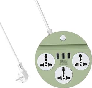ZIYTRACK Extension Board Power Strip with USB Port, 3 AC Sockets, 3USB Ports 2500W 3  Socket Extension Boards