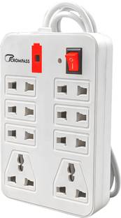 CROMPASS 8 Socket 1 Switch Extension Board/ Cord, Mini Strip , Surge Protector & 2 M Cord 8  Socket Extension Boards