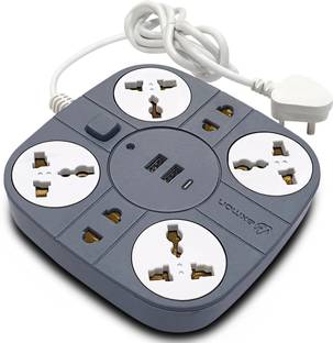 Axmon Extension board [ FIRE PROOF] [SHOCK PROOF ] 10 Amp [2 USB Ports ] [ 1.8 M CORD] 6  Socket Extension Boards