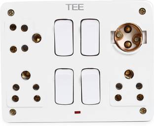 The Elite Electrotek Extension Bord 4 Socket 3 Switch 1 Holdar Combined Box Heavy-Duty Wall Mount Box 4  Socket Extension Boards