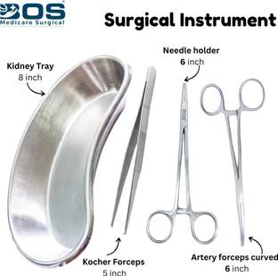 Bos Medicare Surgical Instruments Set KidneyTray|Artery Forcep|kocher Forceps|Dressing Forcep&Scissors Needle Holders