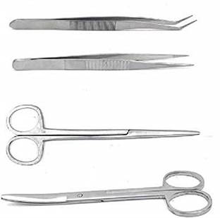 mediwave Surgical Instrument Scissor set of 4 Pcs Curved And Angled Dissecting Scissors