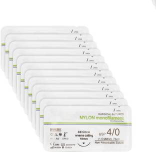 B-Arm Nylon Surgical Non-Absorbable Suture Thread with 19mm Needle (Pack of 12) NOT Suturing Forceps
