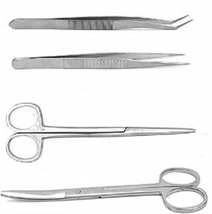 mediwave Surgical Instrument Scissor set of 4 Pcs Curved And Angled Dissecting Scissors