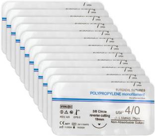 B-Arm Polypropylene Non-Absorbable Surgical Suture Thread With Needle (Pack-12) NOT Suturing Forceps