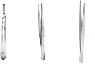 GOLDFINCH Tooth Forcep, Plain Forcep Dissecting, Scalpel Handle combo of 3 Tissue Forceps