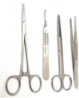 GOLDFINCH Needle Holder, B.P Handle, Dressing Scissor, Dissecting Forcep Non-Toothed-4 Pcs Utility Forceps