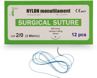 B-Arm Suture Thread Nylon(12 pcs)non-absorbable USP2-0/3 metric&19mm suture needle NOT Suturing Forceps
