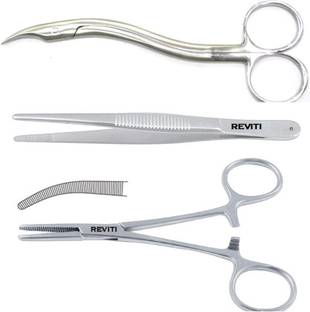 REVITI Artery Forceps, Suture Cutting Scissor, Plain Tissue Forceps Suturing Forceps