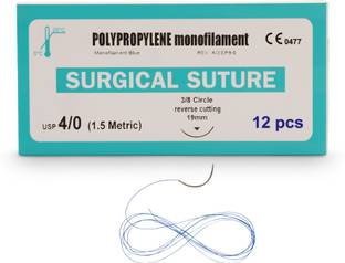 B-Arm Polypropylene Suture Thread With 19mm Needle(Pack -12) Non Absorbable Thread NOT Suturing Forceps