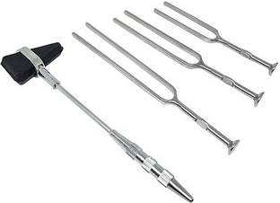 LISAMED Percussion Knee Hammer with Tuning Fork (Set of all 3-128 Hz, 256 Hz & 512 Hz) Neurological Surgical Hammer