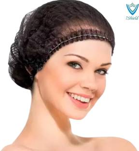 7SHIELD Black 50 Pieces Breathable Non Woven Bouffant Cap For Medical,Clinic,Spa,Salon Surgical Head Cap