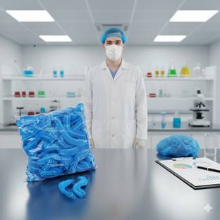 7SHIELD 200 Pieces Disposable Non Woven Bouffant (Blue) Surgical Head Cap