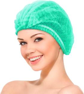 tick mark Premium green-100pc Breathable Non-Woven Fabric Bouffant Cap|Hair Net Cap|Salon| Surgical Head Cap