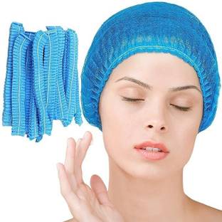 tick mark Premium Blue100pcBreathable NonWoven Fabric Bouffant cap|Hair Net Cap|Salon,Spa| Surgical Head Cap