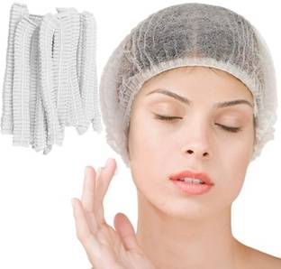 7SHIELD 100 Pieces Disposable Non Woven Bouffant (White) Surgical Head Cap