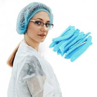 7SHIELD 100 Pieces Disposable Non Woven Bouffant (Blue) Surgical Head Cap