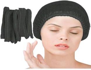tick mark Black-100pc Breathable Non-Woven Fabric Bouffant Cap|Hair Net Cap|Salon Surgical Head Cap